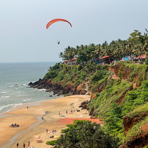 Varkala Beach with paragliding – coastal holiday adventure